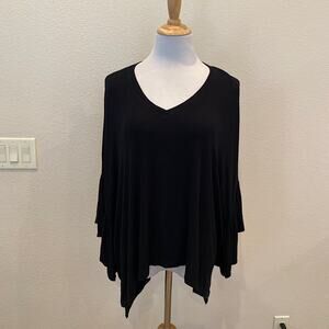 Anthropologie  Akemi + Kin Ruffle Sleeve Oversized XS/S Tee Shirt Black